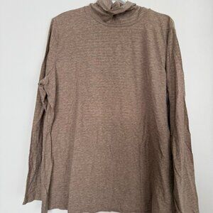 Eddie Bauer Pima Cotton Gold Stripe Turtleneck XXL Soft Stretch Layering Top